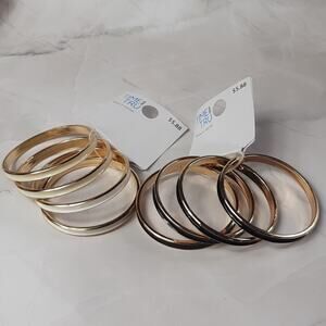 Time & Tru Enameled Gold Tone Bangles Black White Lot of 2 Sets